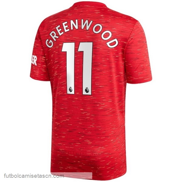 Camiseta Manchester United NO.11 Greenwood 1ª 2020/21 Rojo